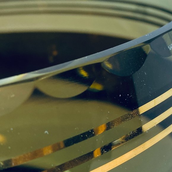 Vintage Smoked Glass and Gold Accents Bowl Mid-Century - Picture 6 of 6